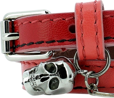 Shop Alexander Mcqueen Women's Red Leather Bracelet