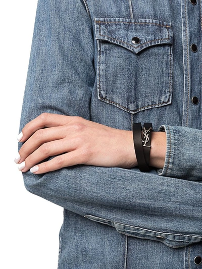 Shop Saint Laurent Women's Black Leather Bracelet