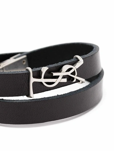 Shop Saint Laurent Women's Black Leather Bracelet