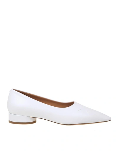 Shop Maison Margiela Women's White Leather Flats