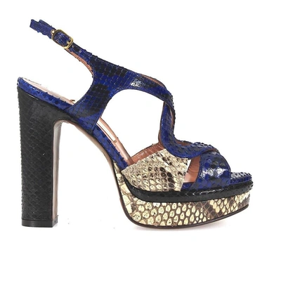 Shop L'autre Chose Women's Blue Leather Sandals