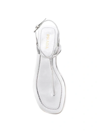 Shop Prada Women's Silver Leather Sandals