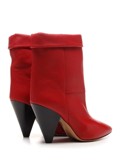 Shop Isabel Marant Women's Red Leather Ankle Boots