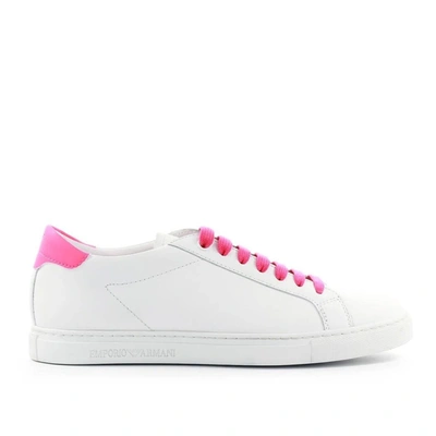 Shop Emporio Armani Women's White Leather Sneakers