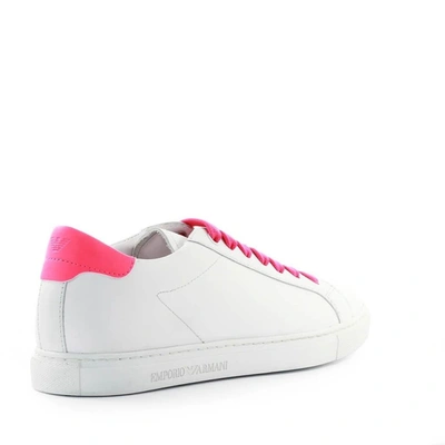 Shop Emporio Armani Women's White Leather Sneakers