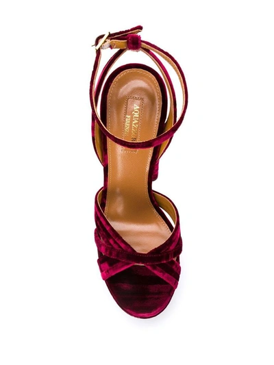 Shop Aquazzura Women's Fuchsia Velvet Sandals