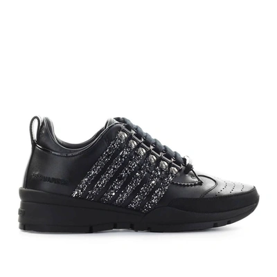 Dsquared2 Sneakers In Leather With Glitter Bands In Schwarz | ModeSens