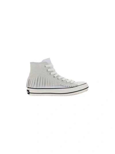 Shop Palm Angels Women's White Leather Hi Top Sneakers