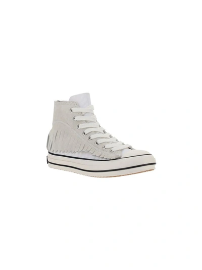 Shop Palm Angels Women's White Leather Hi Top Sneakers