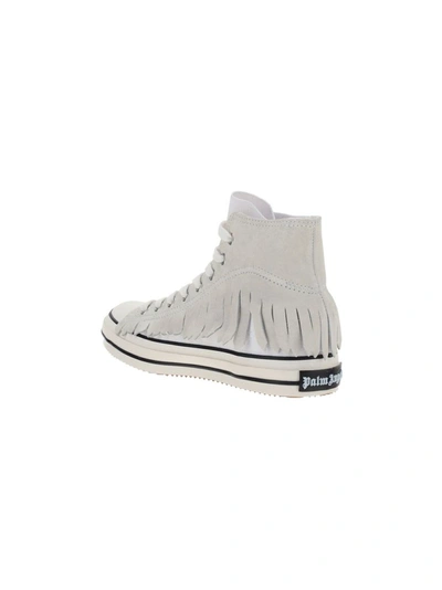 Shop Palm Angels Women's White Leather Hi Top Sneakers