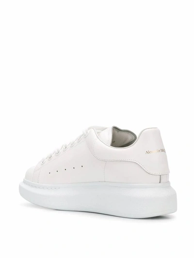 Shop Alexander Mcqueen Women's White Leather Sneakers