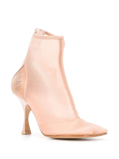 Shop Maison Margiela Women's Pink Fabric Ankle Boots