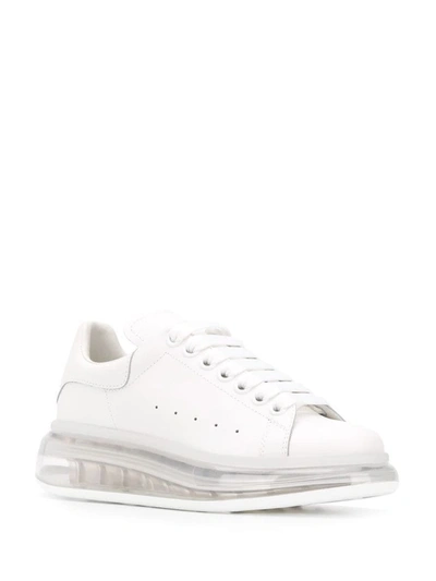 Shop Alexander Mcqueen Women's White Leather Sneakers
