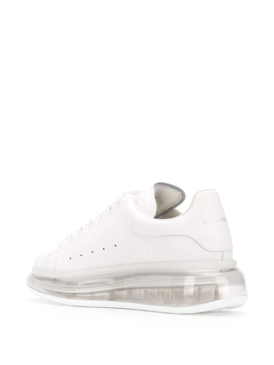 Shop Alexander Mcqueen Women's White Leather Sneakers