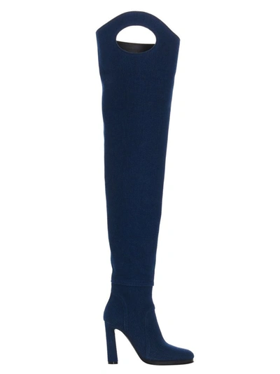 Shop Burberry Women's Blue Cotton Boots
