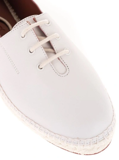 Shop Loro Piana Women's White Leather Espadrilles