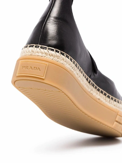 Shop Prada Women's Black Leather Flats