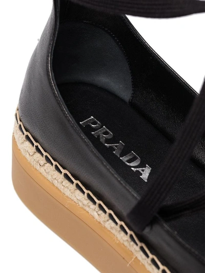 Shop Prada Women's Black Leather Flats