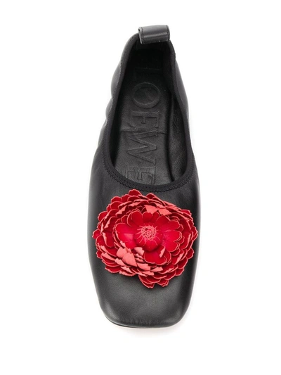 Shop Loewe Women's Black Leather Flats