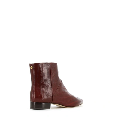 Shop Tory Burch Women's Burgundy Leather Ankle Boots