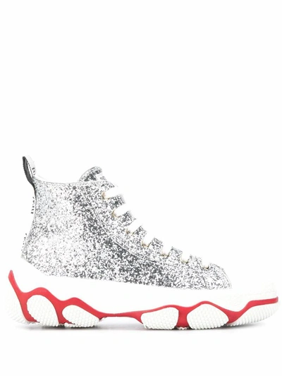 Shop Red Valentino Silver Hi Top Sneakers
