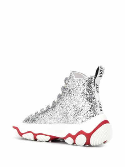Shop Red Valentino Silver Hi Top Sneakers