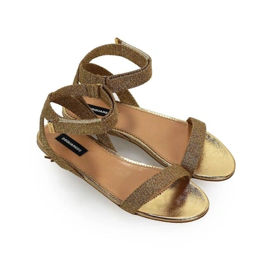 Shop Dsquared2 Women's Gold Fabric Sandals