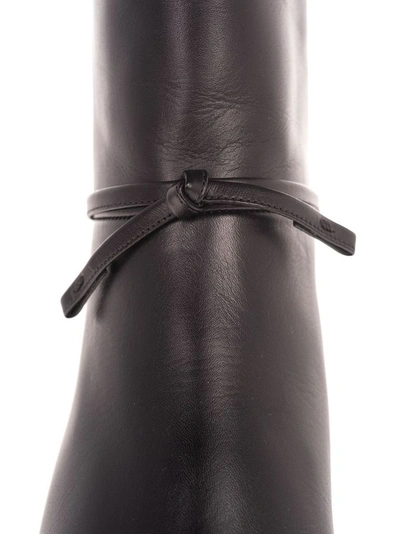 Shop Loro Piana Women's Black Leather Ankle Boots