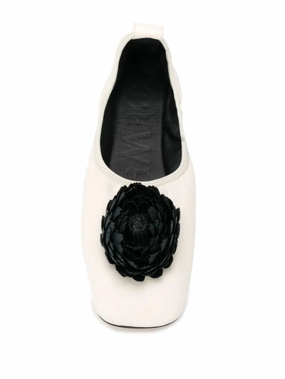 Shop Loewe Women's White Leather Flats