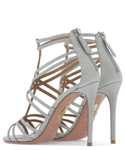 Shop Aquazzura Women's Silver Leather Sandals