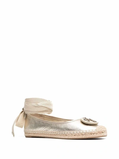 Shop Tory Burch Women's Gold Leather Espadrilles