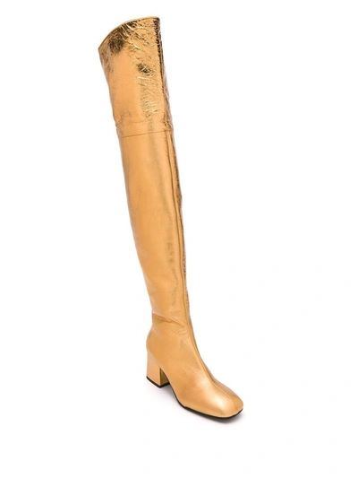 Shop Marni Women's Gold Leather Boots