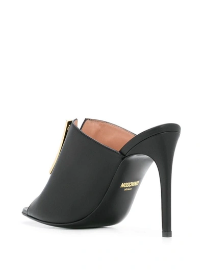 Shop Moschino Women's Black Leather Sandals