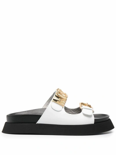 Shop Moschino White Sandals