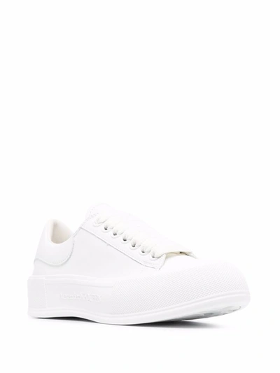 Shop Alexander Mcqueen Women's White Leather Sneakers