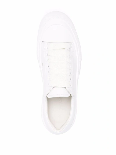 Shop Alexander Mcqueen Women's White Leather Sneakers