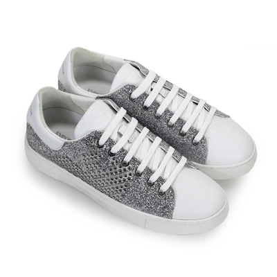 Shop Emporio Armani Women's Silver Leather Sneakers