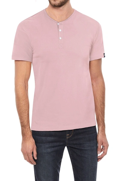Shop X-ray Short Sleeve Henley In Baby Pink