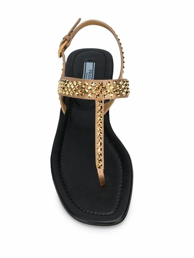 Shop Prada Women's Gold Viscose Sandals