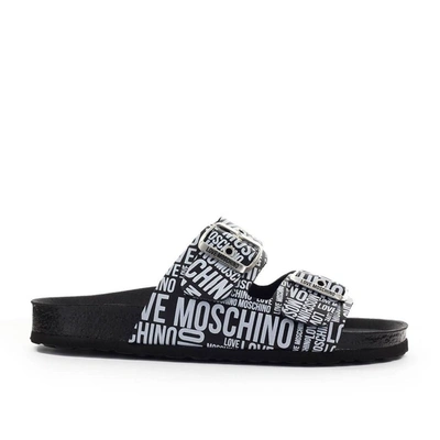 Shop Love Moschino Women's Black Leather Sandals