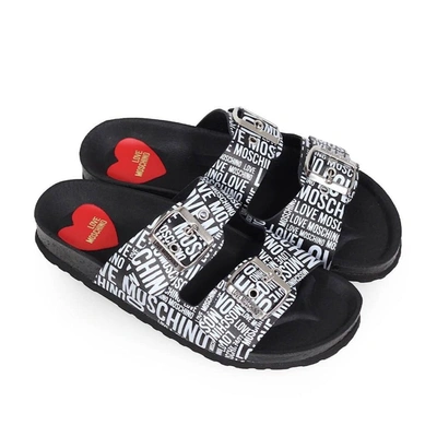Shop Love Moschino Women's Black Leather Sandals