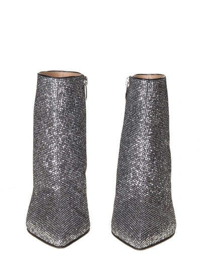 Shop Sergio Rossi Women's Silver Glitter Ankle Boots