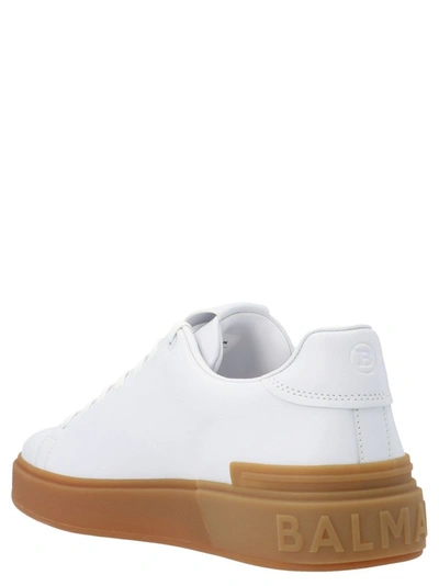 Shop Balmain Men's White Leather Sneakers