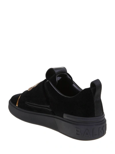 Shop Balmain Men's Black Velvet Sneakers