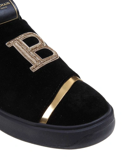 Shop Balmain Men's Black Velvet Sneakers