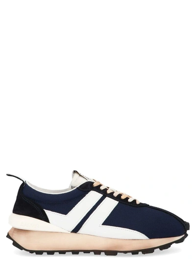 Shop Lanvin Men's Blue Polyester Sneakers