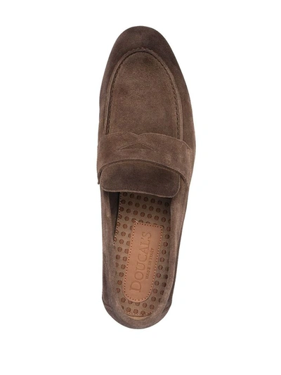 Shop Doucal's Men's Brown Suede Loafers