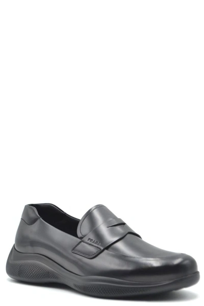 Shop Prada Men's Black Leather Loafers