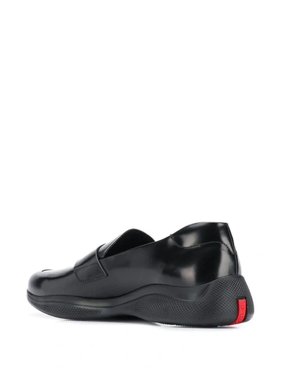 Shop Prada Men's Black Leather Loafers