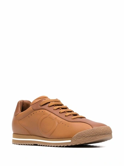 Shop Ferragamo Salvatore  Men's Brown Leather Sneakers